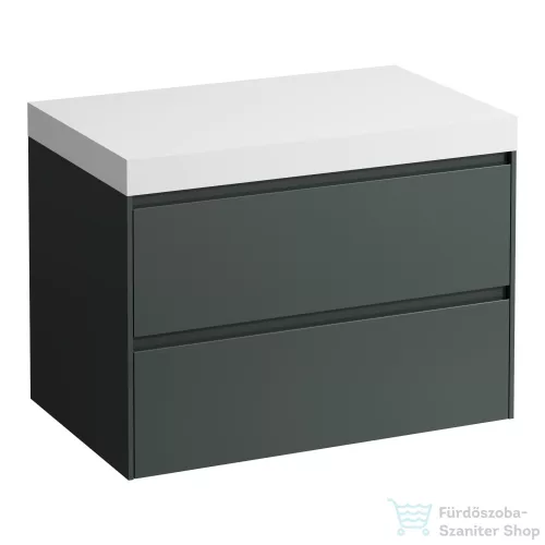 Laufen LANI 80 moduláris alsószekrény, 2 fiókkal, mosdótartó lap 65 mm vastagsággal, kivágás nélkül, Traffic grey H4045501122661