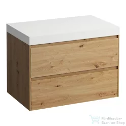   Laufen LANI 80 moduláris alsószekrény, 2 fiókkal, mosdótartó lap 65 mm vastagsággal, kivágás nélkül, Vad tölgy H4045501122671