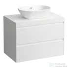 Laufen LANI 80 moduláris alsószekrény, 2 fiókkal, mosdótartó lap 65 mm vastagsággal, kivágással középen, fényes fehér H4045511122611