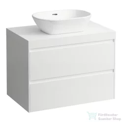   Laufen LANI 80 moduláris alsószekrény, 2 fiókkal, mosdótartó lap 65 mm vastagsággal, kivágással középen, fényes fehér H4045511122611
