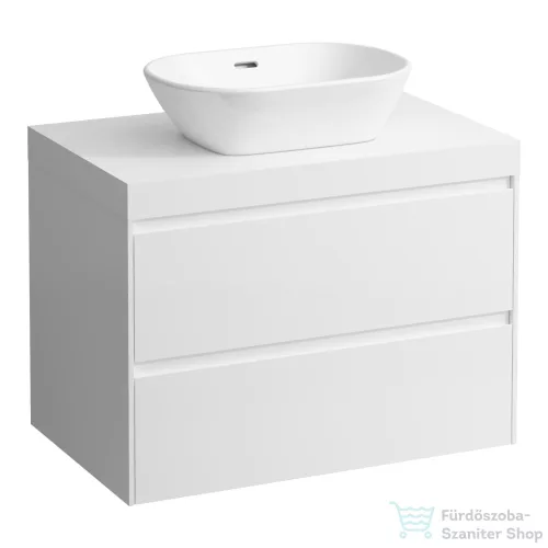 Laufen LANI 80 moduláris alsószekrény, 2 fiókkal, mosdótartó lap 65 mm vastagsággal, kivágással középen, fényes fehér H4045511122611