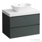 Laufen LANI 80 moduláris alsószekrény, 2 fiókkal, mosdótartó lap 65 mm vastagsággal matt fehér színben, kivágással középen, Traffic Grey H4045511122661