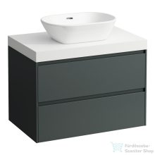   Laufen LANI 80 moduláris alsószekrény, 2 fiókkal, mosdótartó lap 65 mm vastagsággal matt fehér színben, kivágással középen, Traffic Grey H4045511122661