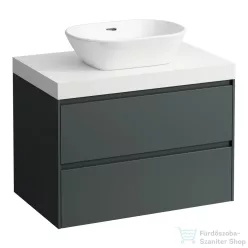   Laufen LANI 80 moduláris alsószekrény, 2 fiókkal, mosdótartó lap 65 mm vastagsággal matt fehér színben, kivágással középen, Traffic Grey H4045511122661