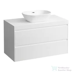   Laufen LANI 100 moduláris alsószekrény, 2 fiókkal, mosdótartó lap 65 mm vastagsággal, kivágással középen, matt fehér H4045611122601