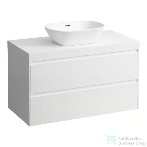 Laufen LANI 100 moduláris alsószekrény, 2 fiókkal, mosdótartó lap 65 mm vastagsággal, kivágással középen, matt fehér H4045611122601