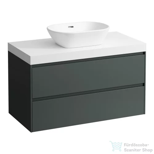 Laufen LANI 100 moduláris alsószekrény, 2 fiókkal, mosdótartó lap 65 mm vastagsággal, kivágással középen, Traffic grey H4045611122661
