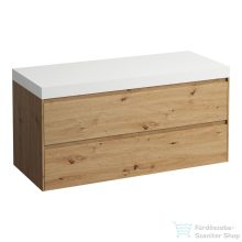   Laufen LANI 120 moduláris alsószekrény, 2 fiókkal, mosdótartó lap 65 mm vastagsággal, kivágás nélkül, Vad tölgy H4045701122671