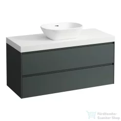   Laufen LANI 120 moduláris alsószekrény, 2 fiókkal, mosdótartó lap 65 mm vastagsággal, kivágással középen, Traffic Grey H4045711122661