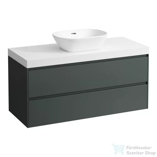 Laufen LANI 120 moduláris alsószekrény, 2 fiókkal, mosdótartó lap 65 mm vastagsággal, kivágással középen, Traffic Grey H4045711122661
