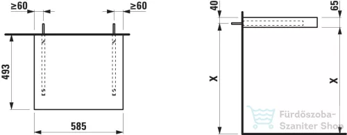 Laufen LANI 58,5 cm-es mosdópult konzollal, kivágás nélkül, matt fehér H4046401122601