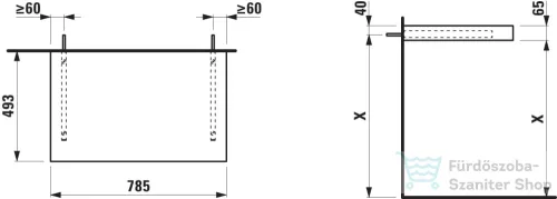 Laufen LANI 78,5 cm-es mosdópult konzollal, kivágás nélkül, matt fehér H4046501122601