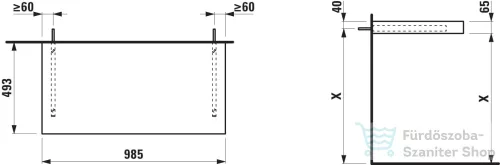 Laufen LANI 98,5 cm-es mosdópult konzollal, kivágás nélkül, vad tölgy H4046601122671