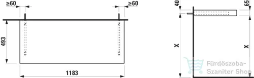 Laufen LANI 118,3 cm-es mosdópult konzollal, kivágás nélkül, matt fehér H4046701122601