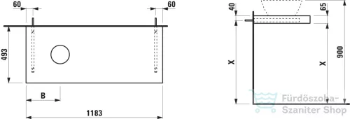 Laufen LANI 118,3 cm-es mosdópult konzollal, bal oldali kivágással, mosdó nélkül, traffic grey H4046721122661