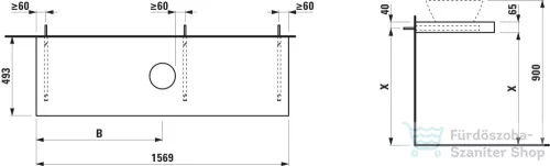 Laufen LANI 156,9 cm-es mosdópult konzollal, középső kivágással, mosdó nélkül, vad tölgy H4046911122671