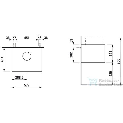 Laufen Sonar 57,5 cm széles 1 fiókos alsószekrény H812340, H812341,H812342,H812343 mosdóhoz,Matt fehér&Nero Marquina H4054010341431