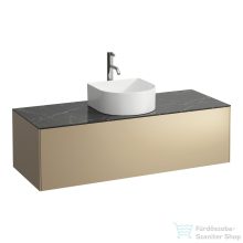   Laufen Sonar 117,5x45,5x34 cm-es 1 fiókos alsószekrény csaptelep és mosdó kivágással H812340,H812341,H812342,H812343 mosdókhoz,Gold&Nero Marquina H4054250341401