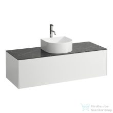   Laufen Sonar 117,5x45,5x34 cm-es 1 fiókos alsószekrény csaptelep és mosdó kivágással H812340,H812341,H812342,H812343 mosdókhoz,Matt fehér&Nero Marquina H4054250341431