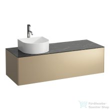   Laufen Sonar 117,5x45,5x34 cm-es 1 fiókos alsószekrény csaptelep és mosdó kivágással H812340,H812341,H812342,H812343 mosdókhoz,Gold&Nero Marquina H4054260341401