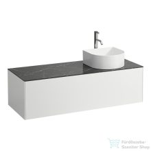   Laufen Sonar 117,5x45,5x34 cm-es 1 fiókos alsószekrény csaptelep és mosdó kivágással H812340,H812341,H812342,H812343 mosdókhoz,Matt fehér&Nero Marquina H4054270341431