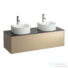   Laufen Sonar 117,5x45,5x34 cm-es 1 fiókos alsószekrény dupla mosdó és csaptelep kivágással H812340,H812341,H812342,H812343 mosdókhoz,Gold&Nero Marquina H4054280341401