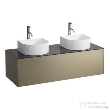   Laufen Sonar 117,5x45,5x34 cm-es 1 fiókos alsószekrény dupla mosdó és csaptelep kivágással H812340,H812341,H812342,H812343 mosdókhoz,Titanium&Nero Marquina H4054280341421