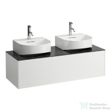   Laufen Sonar 117,5x45,5x34 cm-es 1 fiókos alsószekrény 2 db H816341 mosdóhoz,Matt fehér&Nero Marquina H4054540341431