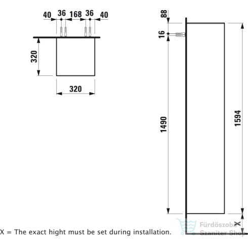 Laufen Sonar 159,5x32x32 cm-es 1 ajtós szekrény,balos,Copper H4054910340411