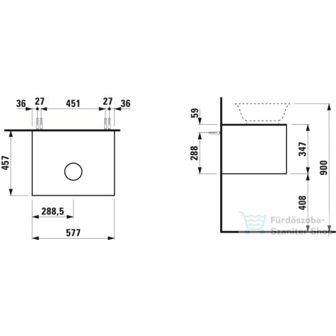 Laufen The New Classic 57,7x45,7 cm-es egy fiókos alsószekrény H812850, H812851, H812852, H812853 mosdóhoz,Blacked Oak H4060010856281