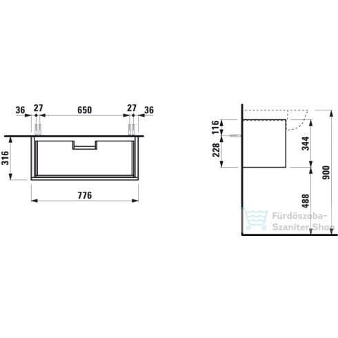 Laufen The New Classic 77,5x31,5 cm-es 1 fiókos alsószekrény H813855 mosdóhoz,blacked oak H4060410856281