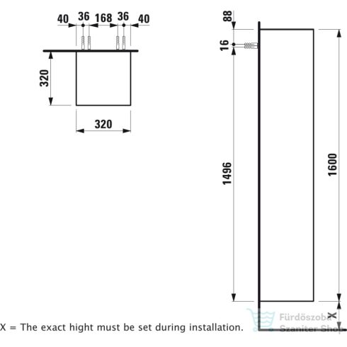 Laufen The New Classic 160x32x32 cm-es 1 ajtós szekrény,balos,Traffic Grey H4060610856271