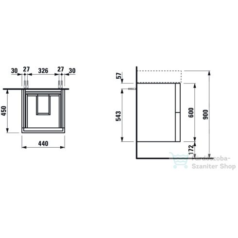 Laufen Kartell By Laufen alsószekrény két fiókkal, fiókelosztóval, 815331 kézmosóhoz H4075080336401 ( 407508 )