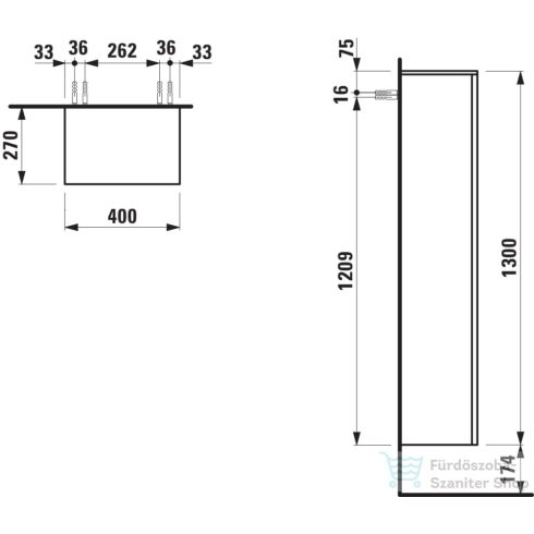 Laufen Kartell By Laufen 130x40x27 cm-es 1 ajtós szekrény,jobbos,Mustard yellow H4082820336441