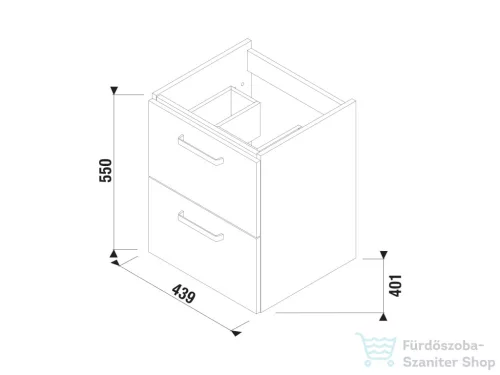 Jika LYRA PLUS VIVA 43,9x40,1 cm-es, 2 fiókos fali mosdótartó szekrény mosdó nélkül, matt/selyemfényű fehér H40J3824023001