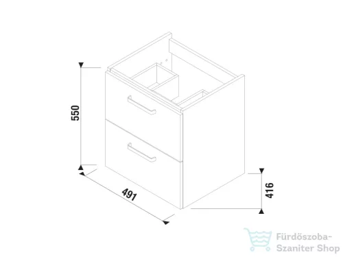 Jika LYRA PLUS VIVA 49,1x41,6 cm-es, 2 fiókos fali mosdótartó szekrény mosdó nélkül, matt/selyemfényű fehér H40J3834023001