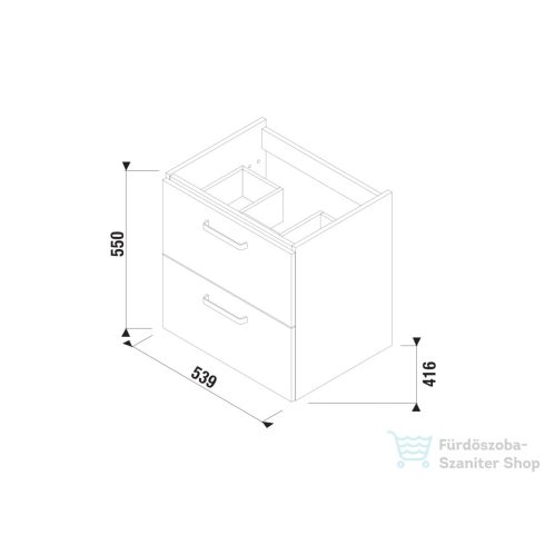 Jika LYRA PLUS VIVA 53,9x41,6 cm-es, 2 fiókos fali mosdótartó szekrény mosdó nélkül, matt/selyemfényű fehér H40J3844023001