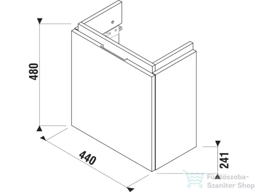Jika CUBITO 44x24,1 cm-es, bukó ajtós fali mosdótartó szekrény H811424 mosdóhoz, tölgy H40J4201005191