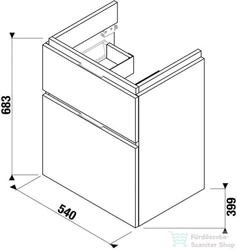 Jika Cubito alsószekrény bútoros mosdóhoz 55 cm-es Oak színben 40J4224025191