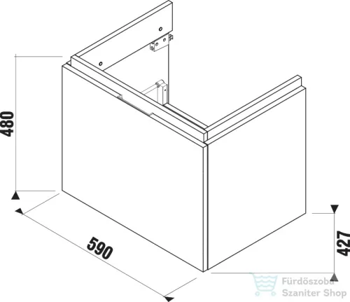 Jika Cubito alsószekrény bútoros mosdóhoz 60 cm-es fényes fehér 40J4233015001