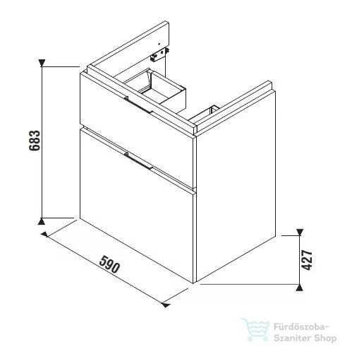 Jika Cubito alsószekrény bútoros mosdóhoz 60 cm-es fényes fehér 40J4234025001