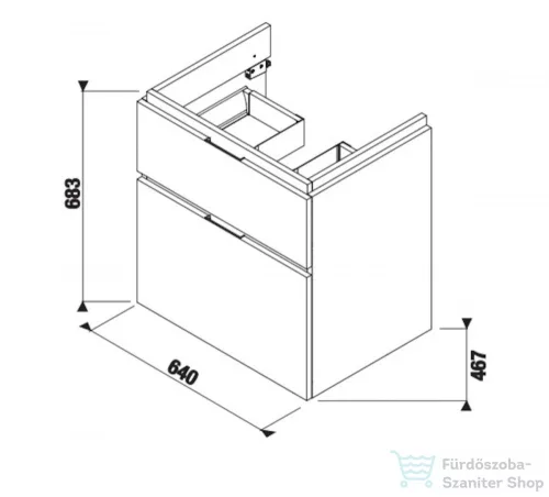 Jika Cubito alsószekrény bútoros mosdóhoz 65 cm-es fényes fehér 40J4244025001