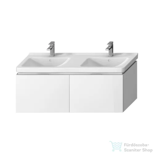 Jika CUBITO 128x46,7 cm-es, 2 fiókos fali mosdótartó szekrény H814420 mosdóhoz, fényes/matt fehér H40J4274015001