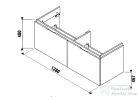 Jika CUBITO 128x46,7 cm-es, 2 fiókos fali mosdótartó szekrény H814420 mosdóhoz, tölgy H40J4274015191
