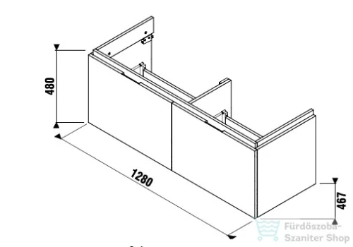 Jika CUBITO 128x46,7 cm-es, 2 fiókos fali mosdótartó szekrény H814420 mosdóhoz, tölgy H40J4274015191