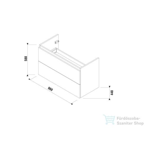 Jika MIO N 96x44,8 cm-es, 2 fiókos fali mosdótartó szekrény H814713XXX mosdóhoz, kőris H40J7174013421