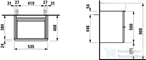 Laufen Val alsószekrény két fiókkal 810282 tip. mosdóhoz, világos dió H4101221601011 ( 410122 )
