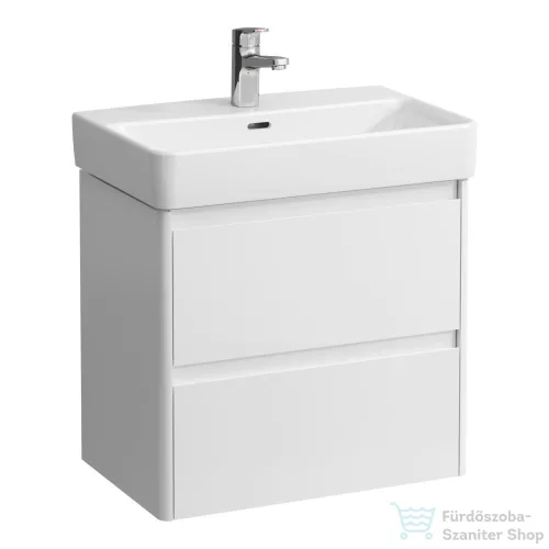 Laufen BASE 2.0 57x36 cm-es, 2 fiókos fali mosdótartó szekrény PRO S H818959 / PRO X H818863 mosdóhoz, fényes fehér H4112621082611