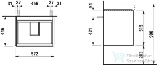 Laufen BASE 2.0 57x44,5 cm-es, 2 fiókos fali mosdótartó szekrény PRO S H810963 / PRO X 810863 mosdóhoz, vad tölgy H4112721082671