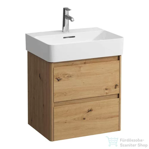 Laufen BASE 2.0 52x40 cm-es, 2 fiókos fali mosdótartó szekrény  VAL H810282 mosdóhoz, vad tölgy H4113621082671